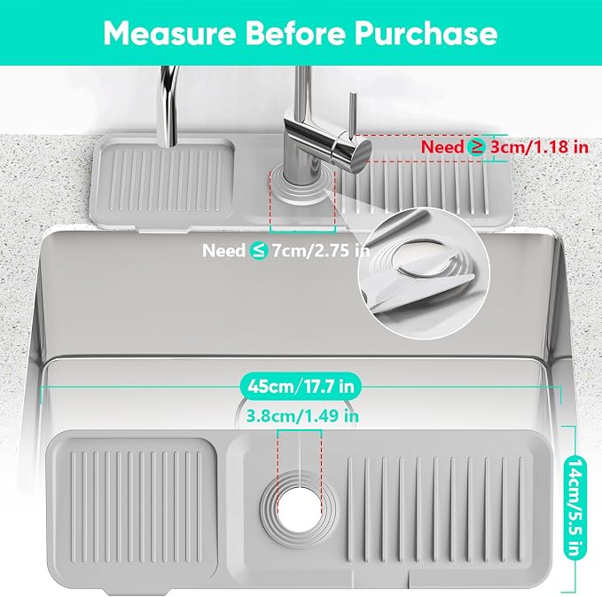 17.7'' Faucet Mat for Kitchen Sink Kitchen Sink Splash Guard Silicone Sink - Image 3