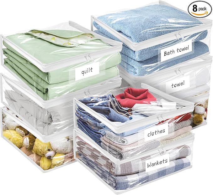 Plastic Storage Bags with Easy-Glide Zipper, Durable Clear Vinyl Zippered by Kikerike