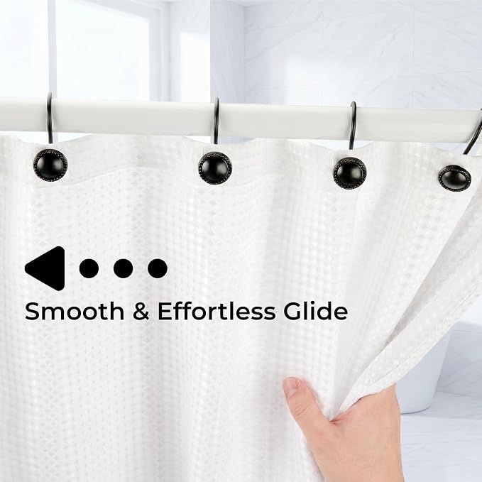 Shower Curtain Hooks, Rust-Resistant Decorative Rings, Smooth Glide, Circular - Image 6
