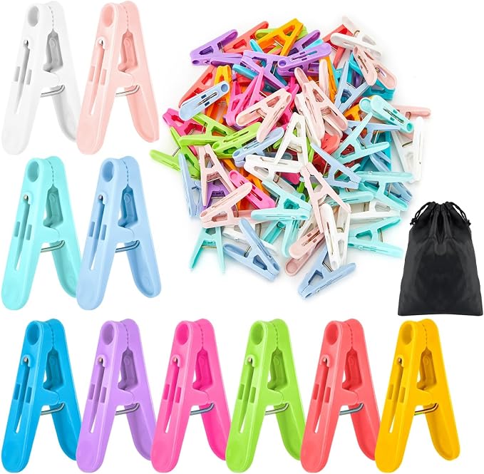 Colored Clothespins 110 PCS Plastic Clips Windproof Towel Clips | 10 Colors by Rovedcity