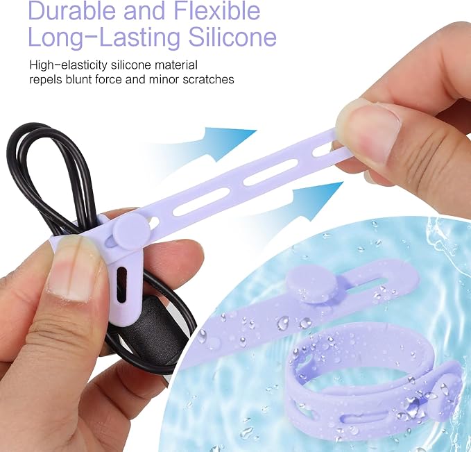 Donruby 24Pcs Silicone Cable Ties, Reusable Cord Organizer Straps, 5.12" - Image 4