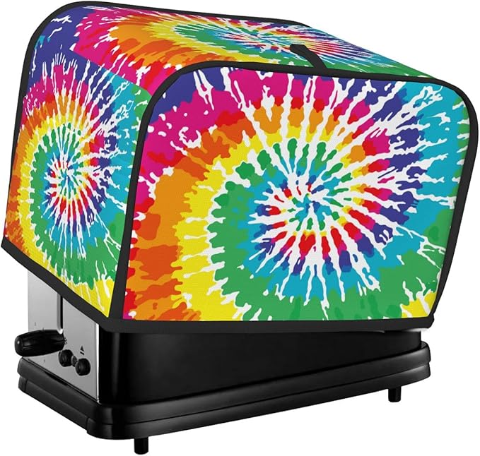 Colorful Rainbow Tie Dye 2 Slice Toaster Cover, Waterproof Toaster Dust Cover Bread Maker Protective For Small Kitchen Appliance Dining Room Home Table Decor Gifts