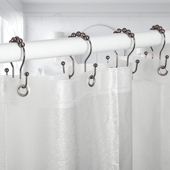 Shower Curtain Hooks, Stainless Steel Shower Curtain Hangers, Double Hook - Image 3