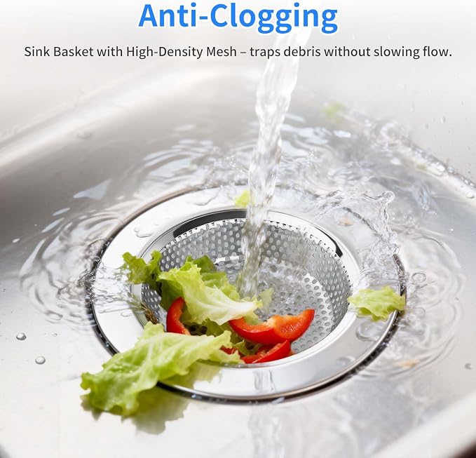 Chefbee 4PCS 4.4" Stainless Steel Kitchen Sink Drain Strainer Food Catcher - Image 5