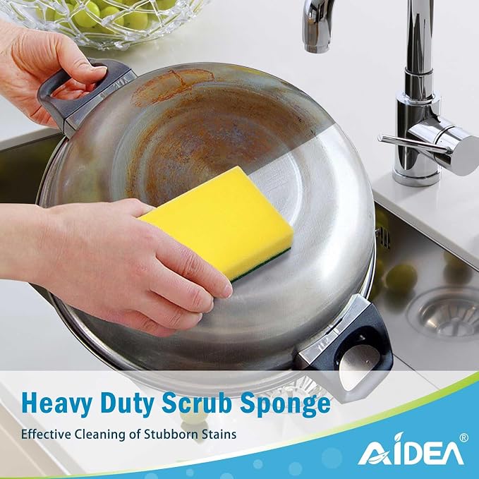 AIDEA Sponges Kitchen, 50-PK Heavy Duty Dish Sponge Kitchen, Scrub Sponges | - Image 6