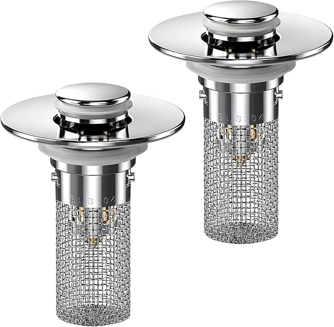 2PCS Bathroom Sink Stopper Hair Catcher, Pop Up Sink Drain Stopper by Unknown
