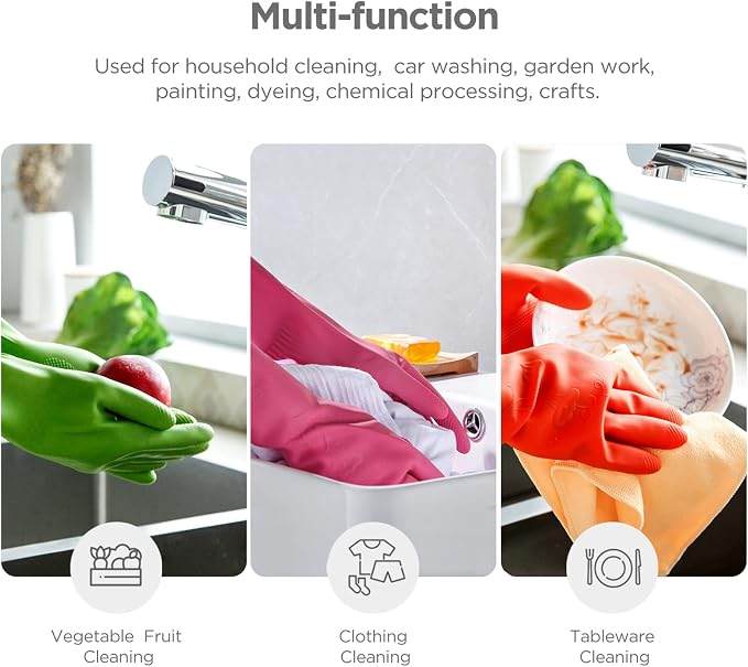 Rubber dishwashing gloves 3 or 6 Pairs - Image 2