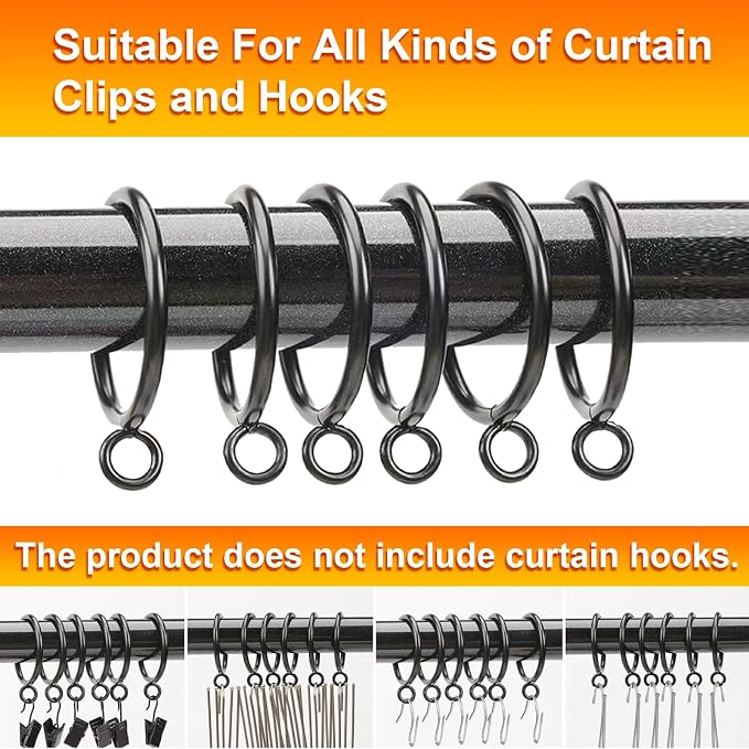 Black Curtain Rings with Eyelets, Metal Drapery Rings - Image 5