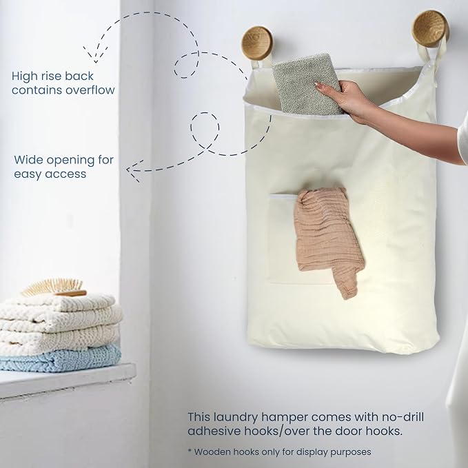 TFLC Over the Door Hanging Laundry hamper bag, 18x4.75x28" - Image 4
