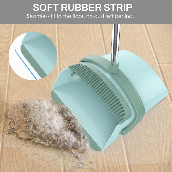Broom and Dustpan Set for Home, 51-in Long Adjustable Handle Angle Broom and - Image 4