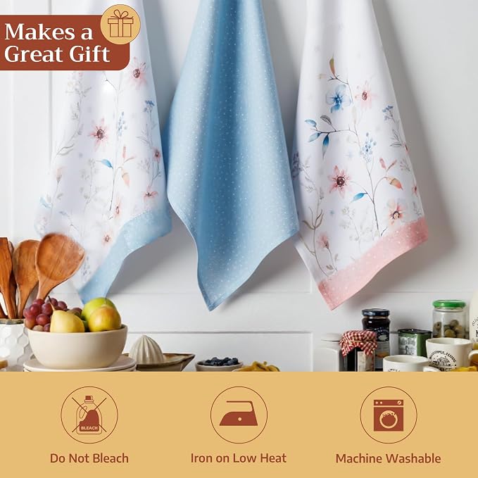 Maison d' Hermine Kitchen Towels Set of 3 Reusable 100% Cotton 27.50" x 20" - Image 5