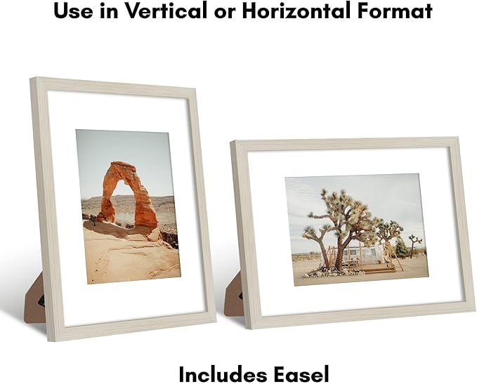 Americanflat 9x12 Picture Frame with Shatter-Resistant Glass - Use as 6x8 Frame with Mat or Display 9x12 Photo Without Mat - Signature Collection - Picture Frames for Tabletop and Wall - Light Wood