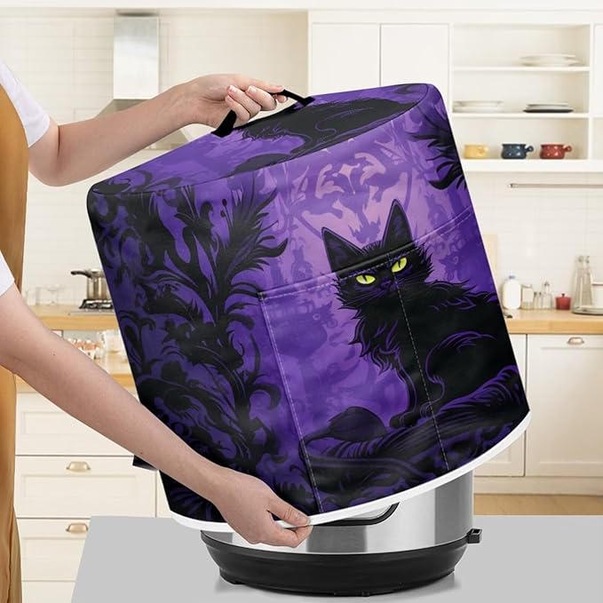 TODIYADDU Halloween Gothic Cat Dust Cover for Electric Pressure Cooker & Air Fryer - Waterproof, Portable, Instant Pot 3 Quart Pressure Cooker Cover - Gifts