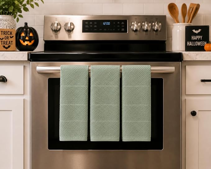 Sage Green Kitchen Hand Dish Towels, 100% Cotton - Image 5