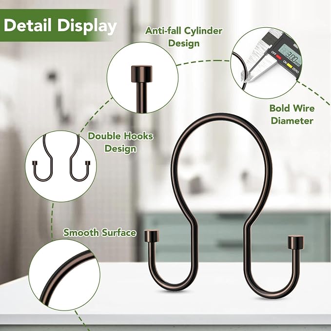 Goowin Shower Curtain Hooks, Simple Shower Curtain Rings, Sturdy Shower Curtain - Image 4