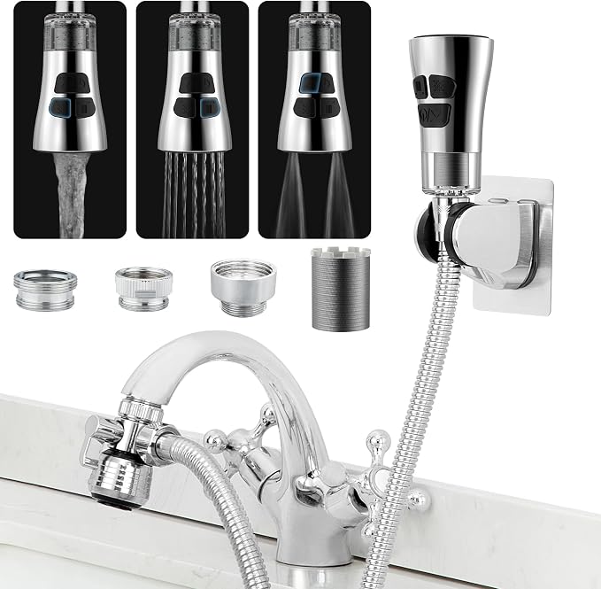 CECEFIN Kitchen Faucet Hose Attachment, 4-Mode ON/Off Spray Head w/Filter | by CECEFIN