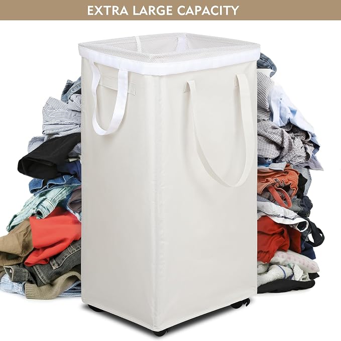 DOKEHOM 90L X-Large Rolling Laundry Basket Hamper on Wheels - Image 5