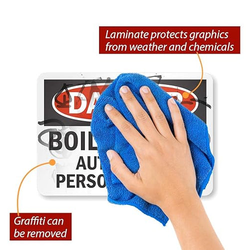 "Danger - Boiler Room, Authorized Personnel Only" Label by SmartSign | 7" x 10" 3M Reflective Laminated Vinyl