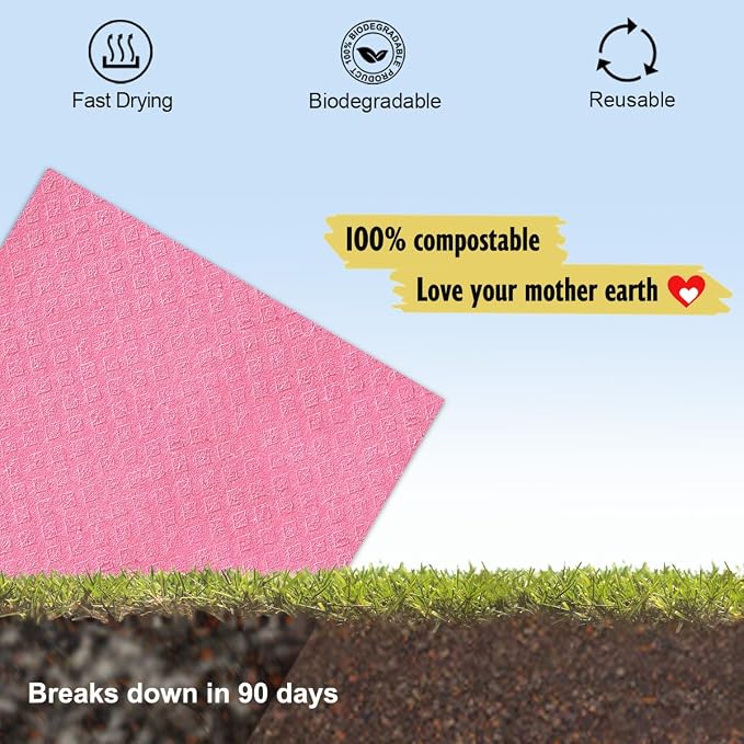 MoLKENE Swedish Dishcloths for Kitchen, 6 Pack Reusable Paper Towels, Absorbent - Image 6