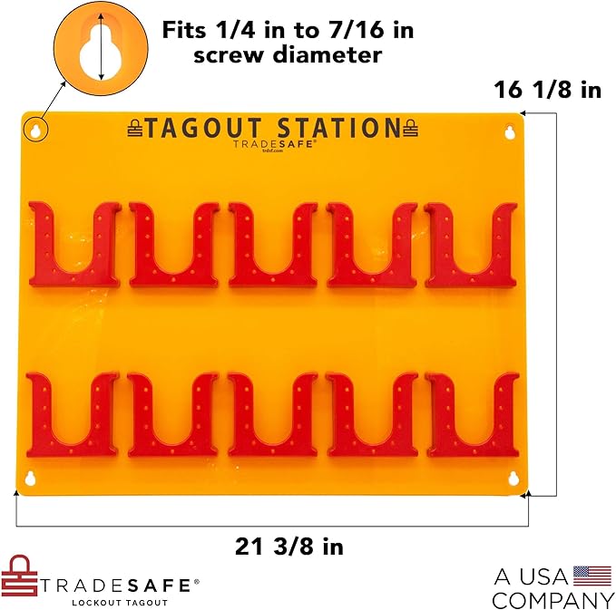 TRADESAFE Lockout Tagout Tags Station, 150 Danger Do Not Operate Tags Included, Wall-Mountable Loto Tags Board, 10 Impact-Resistant Holders, Acrylic Lockout Tagout Board