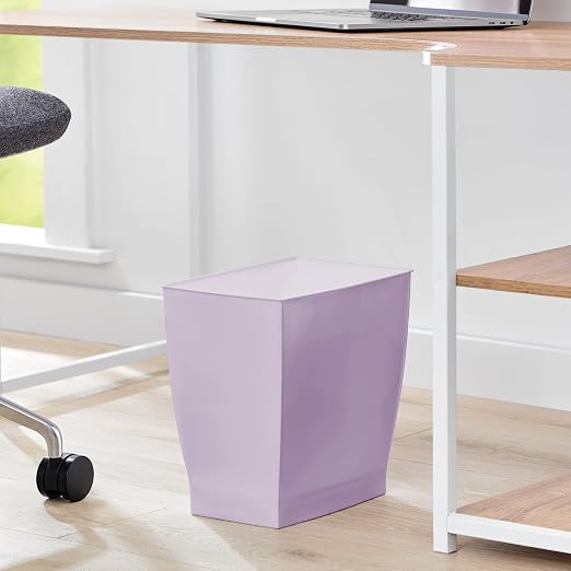 iDesign Small Plastic Bathroom Trash Can, Slim Rectangle Purple | - Image 5