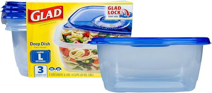 Glad GladWare Deep Dish Food Storage Containers, 64 Oz, and meal prep in a by GladTrashFoodStorage