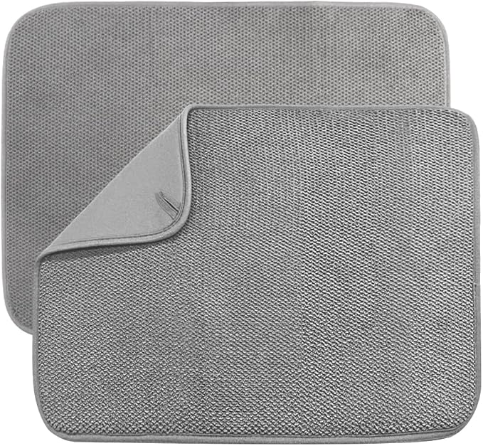 2 Pack Microfiber Dish Drying Mat, Absorbent Dish Drainer Kitchen Counter by Meirrnyyu
