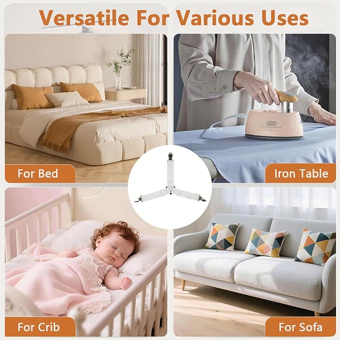 4PCS Bed Sheet Straps with Metal Clips, Adjustable Elastic Fitted Sheet Holders - Image 7