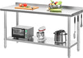 YITAHOME 60" x 24" Stainless Steel Table for Prep & Work with Backsplash, NSF Commercial Heavy Duty Table with Undershelf for Home Kitchen Restaurant Garage Warehouse