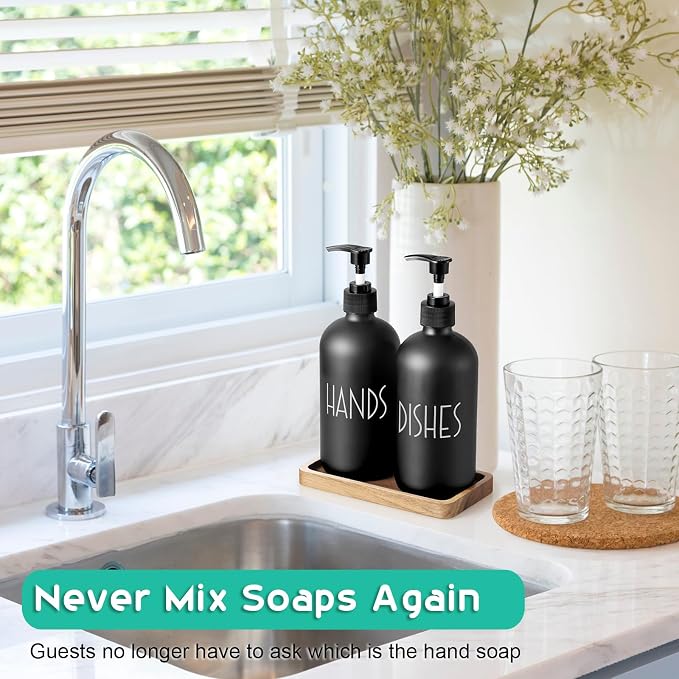 ALELION Black Dish Soap Dispenser Set - Image 4