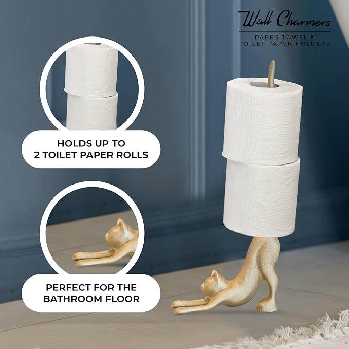 WallCharmers Gold Paper Towel Holder, Metal Toilet or Kitchen Paper Holder - Image 5
