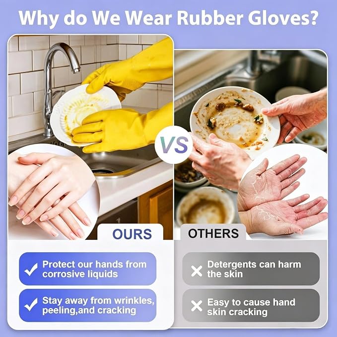Rubber Kitchen Dishwashing Gloves - Image 5