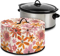 Doodle Daisy Floral Print Slow Cooker Dust Cover Compatible with 6/7/8 Quart Slow Cooker Dust Proof Electric Slow Cooker Cover with Storage Pocket for Crock Pot Decor