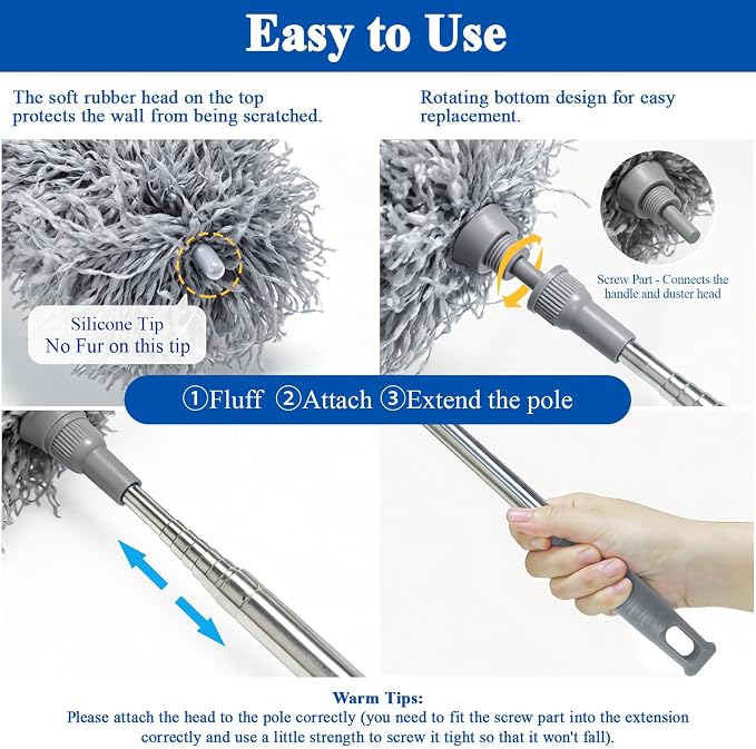 Cobweb Duster with Extension Pole 100 inches, Dusters - Image 4