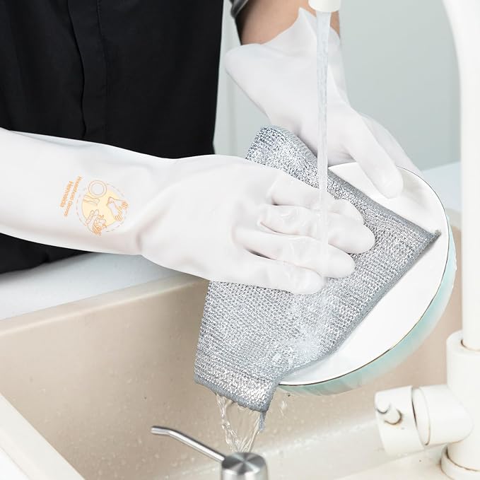 10 Pack Extra Large Non Scratch Wire Dishcloths, 30x30cm Double-Layer Silver - Image 6