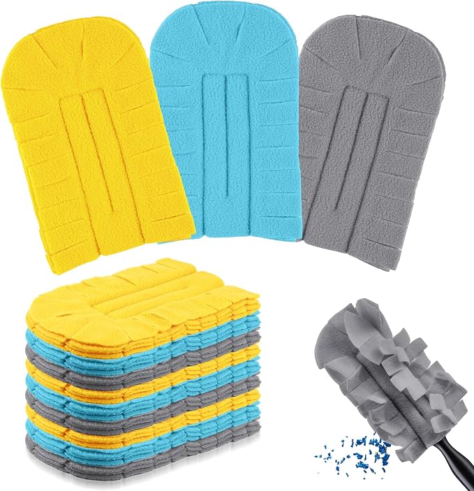 Zubebe 12 Pcs Reusable Duster Refills Fleece, Turq | Soft Polyester Fiber Flat by Zubebe