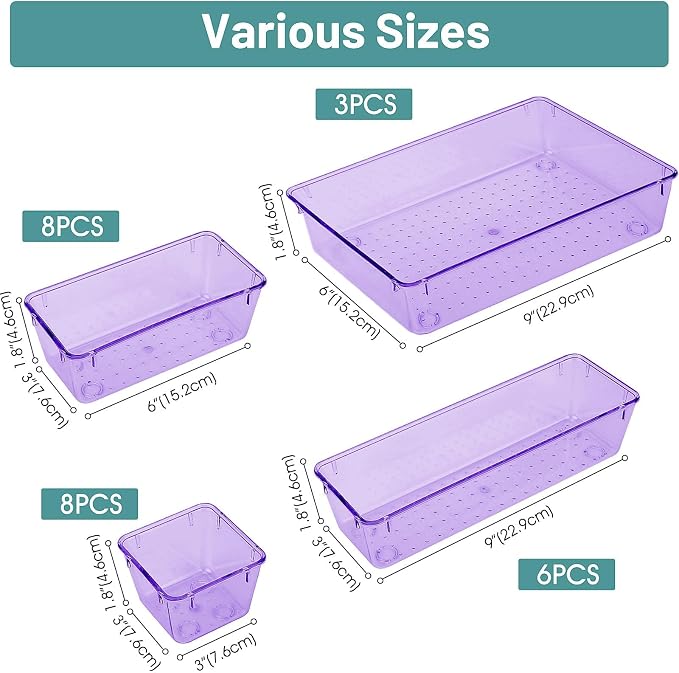 25 PCS Plastic Drawer Organizer Set, Makeup Organizers and Storage Bins | 4 - Image 2