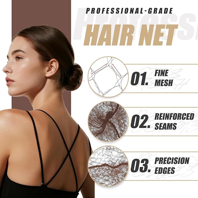 Hair Net Set: 300 Pieces 22-Inch Brown Nets, For Food Service, Bun Making, Ballet