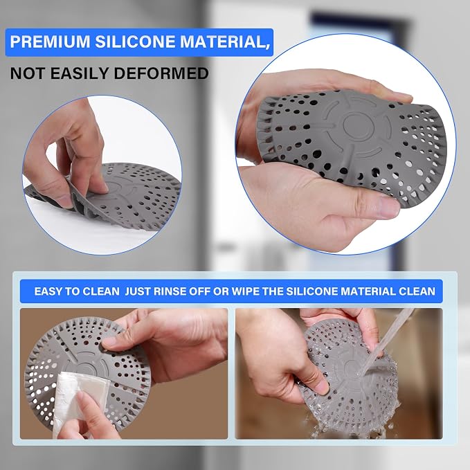BSEED Shower Drain Hair Catcher, 3 Pack Drain Hair Catcher Premium Silicone - Image 3