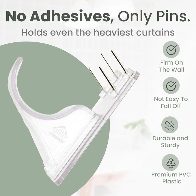 No Adhesive Heavy Duty Curtain Rod Holders - Image 2