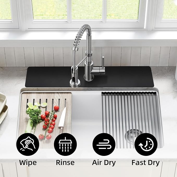 LOPNUR Cuttable Faucet Mat for Kitchen Sink, Long 24x5.5 Inch, 0.8-2.4 Inch - Image 5