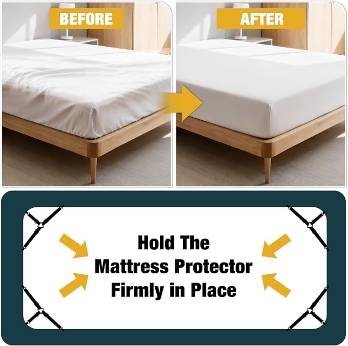 4 Pack Bed Sheet Fasteners, Adjustable Mattress Cover Straps - Image 6