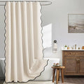 MIULEE 72"x84" Extra Long Scalloped Linen Shower Curtain Light Cream by MIULEE