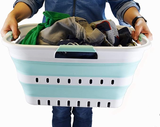 SAMMART 30L Collapsible 3 Handled Plastic Laundry Basket - Image 6