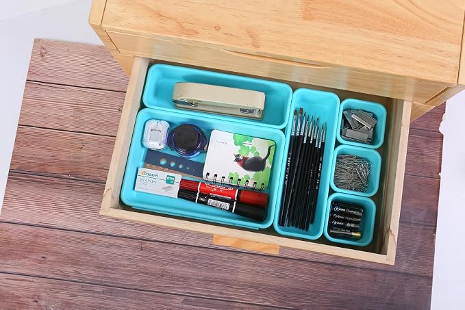 Kutesna 15PCS Interlocking Drawer Organizer, Plastic Desk Organizer Set | - Image 3