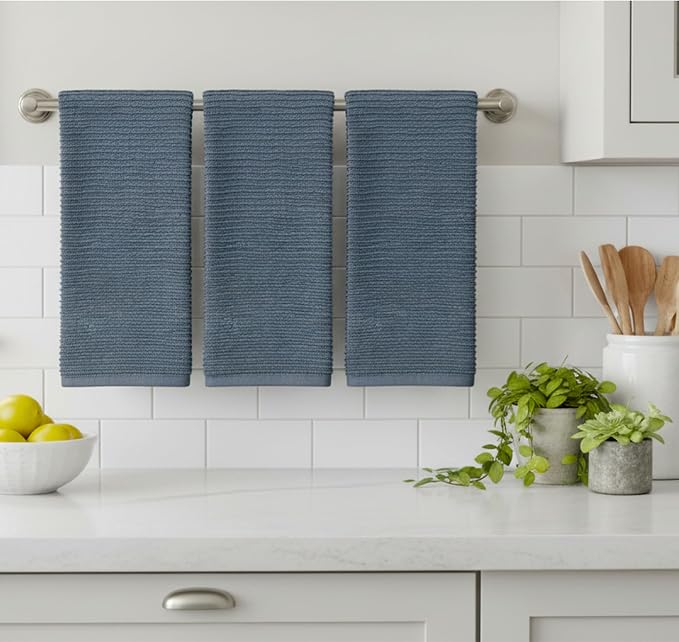 Slate Blue Gray Kitchen Hand Dish Towels, 100% Cotton - Image 2