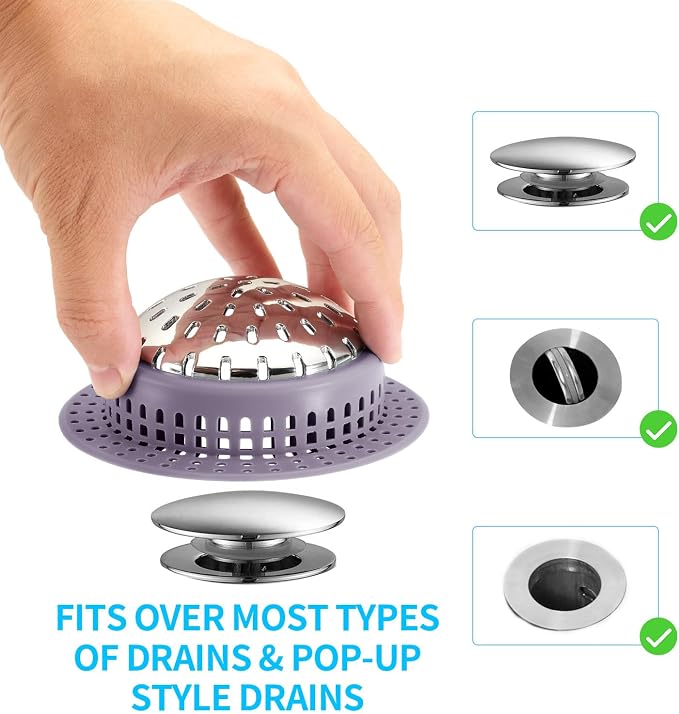 Aluvor Bathtub Drain Hair Catcher Shower Drain Cover Sink Drain Protector | - Image 3