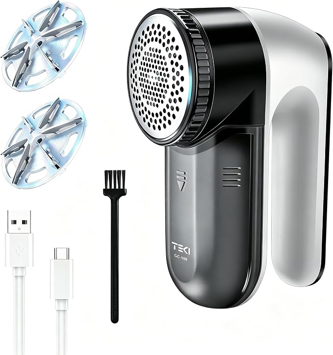 Fabric Shaver, Cordless Lint Remover, 6-Blade Sweater Defuzzer by TEKI