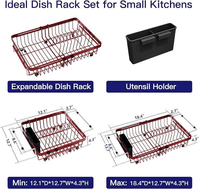 Red Dish Drying Rack Over The Sink - Image 9