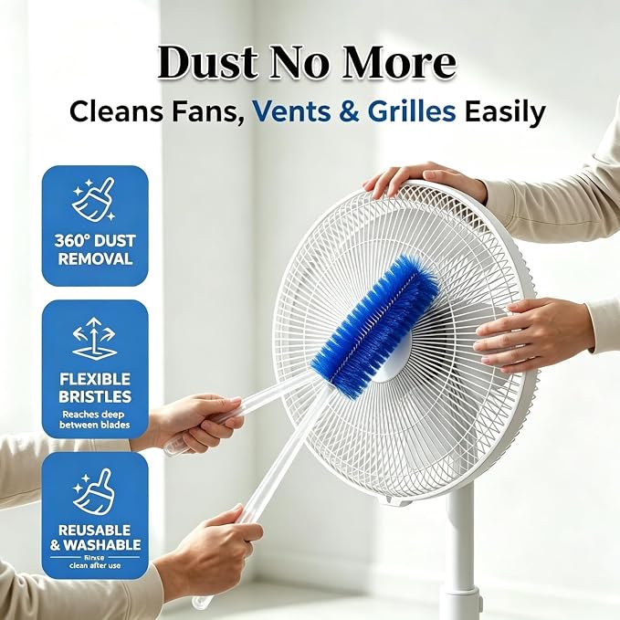 Bendable Microfiber Fan Cleaner Brush, Reusable Cobweb Duster, Washable Dust - Image 2